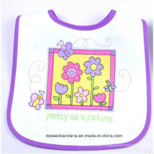 OEM Produce Customized Design Printed Cotton White Baby Feeder Drool Apron